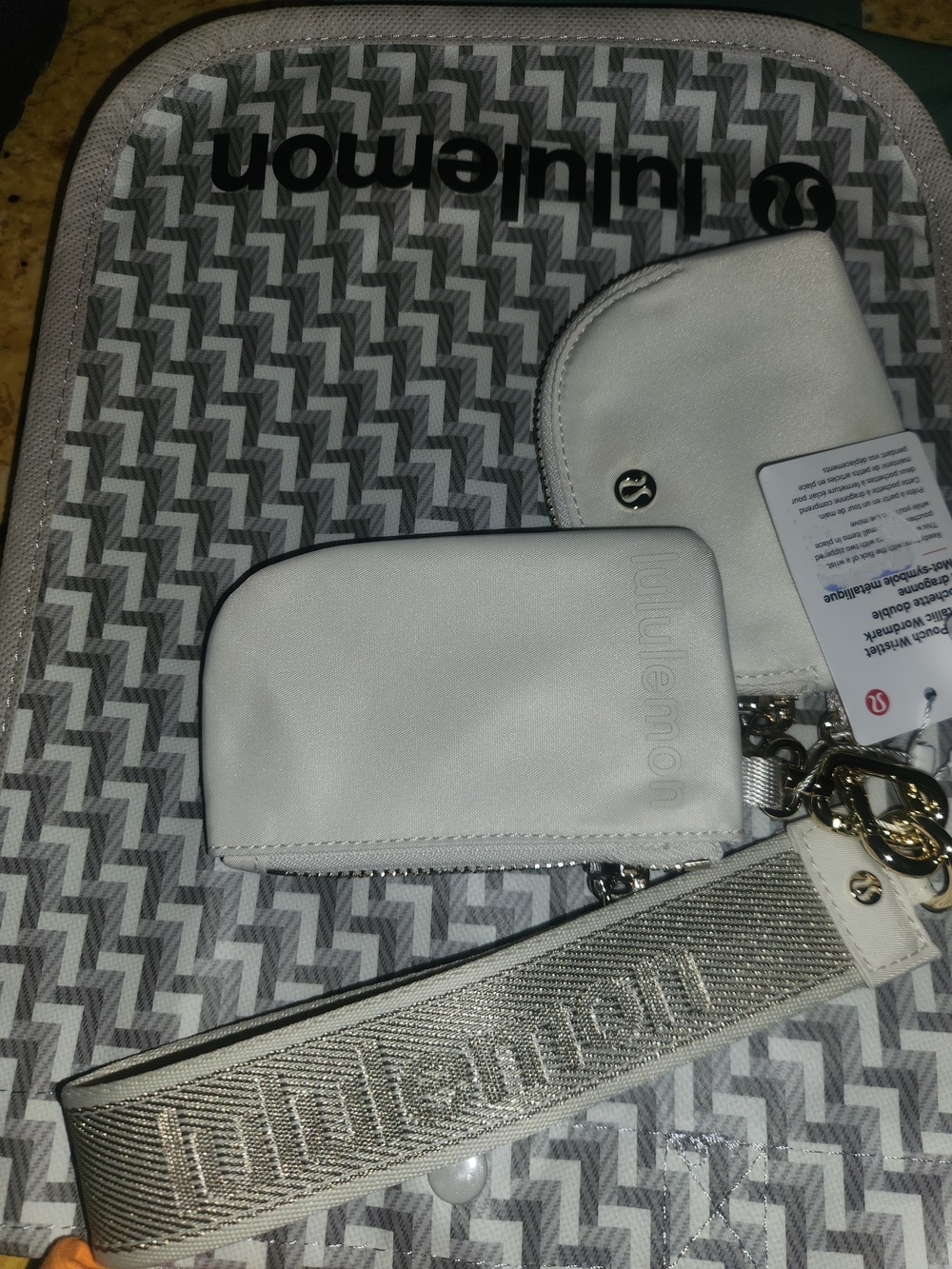 Lululemon Silver White Key Pouch Wristlet
